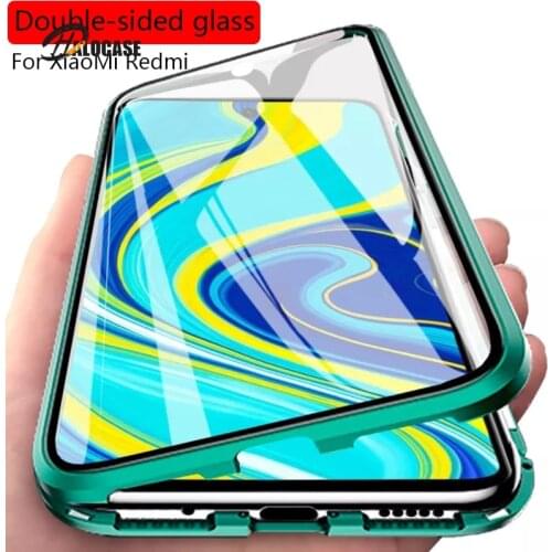 360 Magnetic Adsorption Metal Case For Xiaomi Redmi Note 10 9 8 7 Pro 9A 8A Mi 11 10 Poco X3NFC F2Pro MI Note10 lite Glass Cover