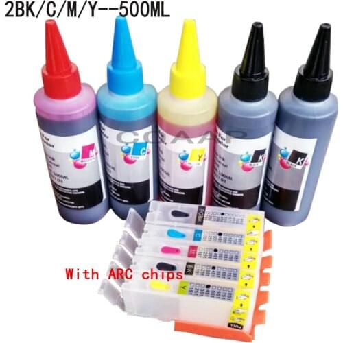 Refillable CLI 651 PGI 650 ink cartridge kit With Dye inks (500ml) for For PIXMA MG5460 MG5660 MG6660 MG7560 MX726 MX926