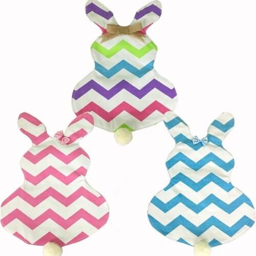 Multi-Chevron Easter Bunny Flag Canvas Rabbit Garden Flag with Jute Bow Tie Easter Home Decoration Cute Bunny Garden Flag SN015