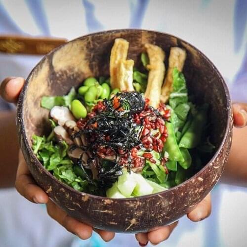 Natural Coconut Bowl Wooden Bowl Coconut Shell Salad Fruit Noodle Container Bowls Spoon Handicraft Decoration Kitchen Tableware