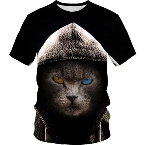 New pet T-shirt for men/women 3D printing blue-eyed cat short-sleeved summer casual round neck top for men with made in China