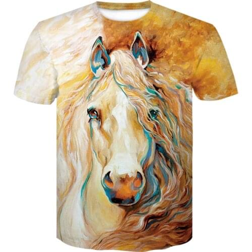 2021 new horse 3D T-shirt cute pony funny shirt fashion breathable T-shirt short-sleeved summer shirt