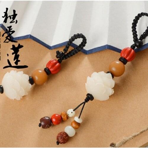 New Buddhist Keychain Carved Bodhi Lotus Flower Keyring Spiritualist Car Key Ring Gift For Friend MEN WOMEN fashion llaveros