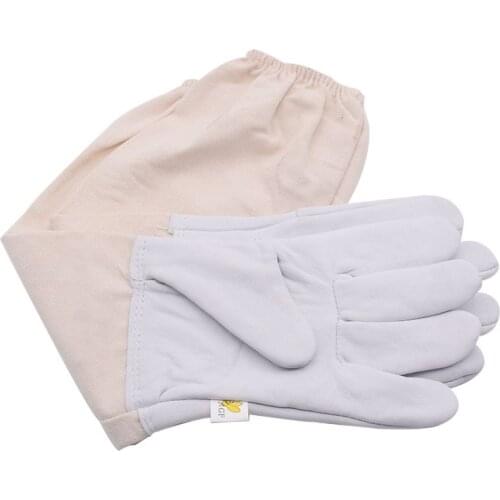 Beekeeping Gloves Protective Sleeves Ventilated Professional Sheepskin and Canvas Anti Bee for Apiculture Beekeeping Gloves