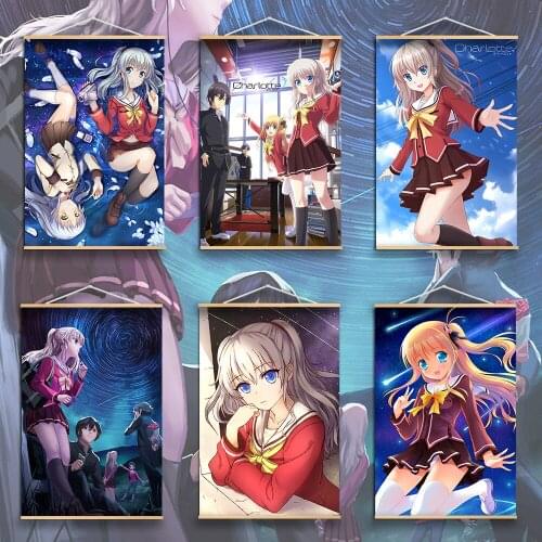Anime Poster Charlotte Wall Home Decoration Prints Home Decoration with solid wood hanging scroll for Tomori Nao