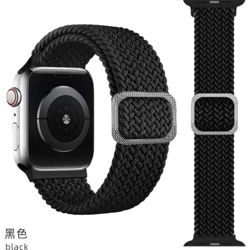 Braided Fashion Strap for Apple Smart Watch Band 42mm 44mm 38mm 40mm Stretchy Sports Style Loop Rectangular Buckle with Diamond