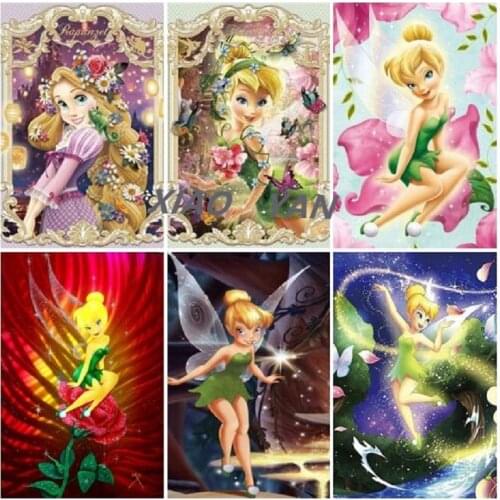 Full Square Drill Embroidery 5D Diamond Painting"Cartoon Princess Tinkerbell"Embroidery Cross Stitch Mosaic Home Decor