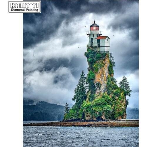 Full Square/Round 5D DIY Diamond Embroidery lighthouses family Diamond Painting Mosaic Embroidery Home Decor Painting HYY
