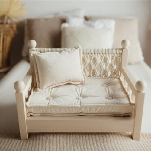 Newborn Baby Small Wooden Bed Portable cribs Full-moon kits photography props Shoot Mobile furniture Infant cradles Photo Posing