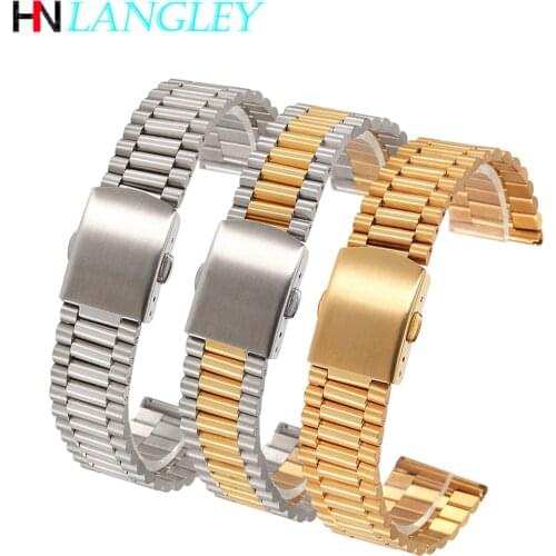 12mm 14mm 16mm 18mm 20mm Stainless Steel Watch Bands Metal Business Replacement Bracelet Strap for Mens Womens Watch with Tool