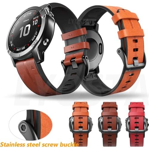 Leather Watchband for Garmin Fenix 5/5X/5S Plus 6/6X/6S Pro 945 935 3 HR D2 Smart Bracelet 22 26mm Quick release Wristband Strap