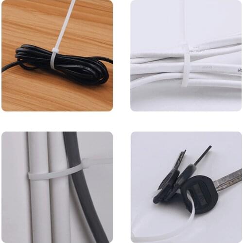 Self Locking Plastic Nylon Cable Tie Set 100pcs White and Black Wire Zip Wraps Strap Cable Tie 4 X 250/300