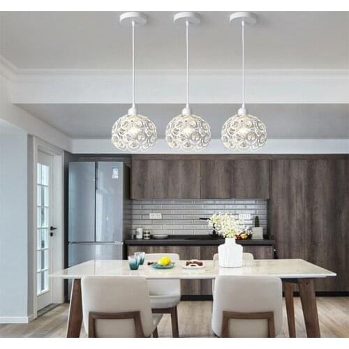 Modern iron crystal European style chandelier LED living room kitchen ceiling chandelier bedroom study dining room lamp