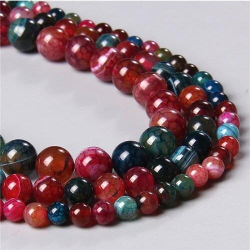Tourmaline Color Natural Stone Teal Cracked Dragon Veins Agates Diy Necklace Loose Beads for Jewelry Making Bracelets Accessorie