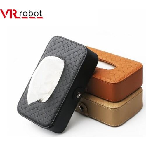VR robot Universal Car Tissue Box Creative Leather Napkin Holder Box Back Seat Sun Visor Tissue Organizer for Car