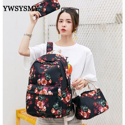 Waterproof Nylon Women Backpack 3pcs/set Fashion Print Student Backpack Children Schoolbag Teenage Girl Backpack Travel Bags