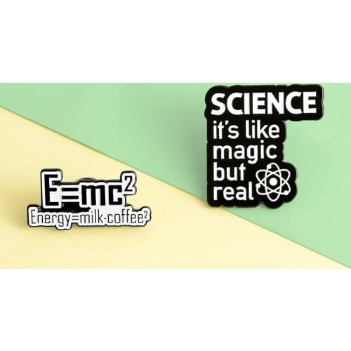 Fun Phrases Enamel Lapel Pins Scientific formula Brooches Badges Knowledge Fashion Jewelry for Friends Wholesale Brooches