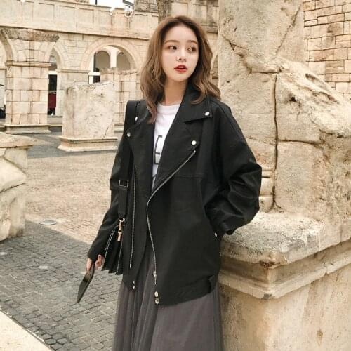 Fashion Oversized Coat Women Faux Leather Jacket Spring Autumn Winter Loose Biker Motorcycle Jackets 2021 Female Punk Streetwear