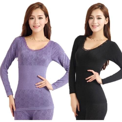 Women Winter Thermal Underwear High Elasticity O-Neck Top Long Johns Pajama Set Long Sets For Nightwear Women Warm Clothing 2021