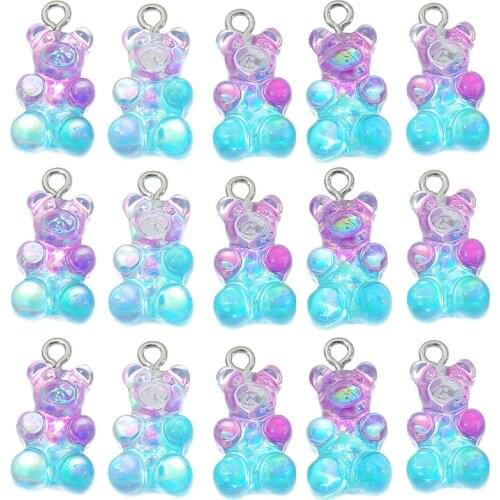 10 Pcs/lot Cute Resin Bear DIY Findings Gummy Earrings Keychain Necklace Pendant Jewelry Decor Accessories