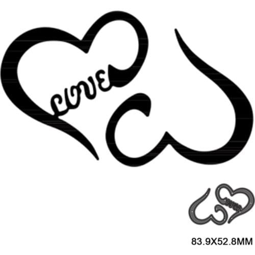 2pcs Heart-shaped Ring LOVE Metal Cutting Dies Stencil For DIY Scrapbooking Decorative Embossing Handcraft Die Cutting Template