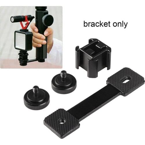 3 in 1 Triple Hot Shoe Mount Adapter Extension Bracket Holder Microphone Stand Portable for Smooth 4 DJI OSMO mobile 2