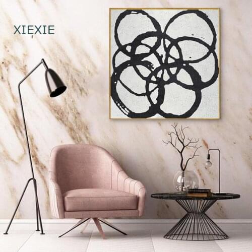Black Circles Canvas Painting Abstract Poster White Background Wall Art Decoration for Home Living Room Bedroom Hotel
