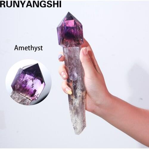 Brazilian Amethyst Purple backbone Crystal Tower Magic wand Crystal Point Reiky Gemstone Natural mineral Home decoration