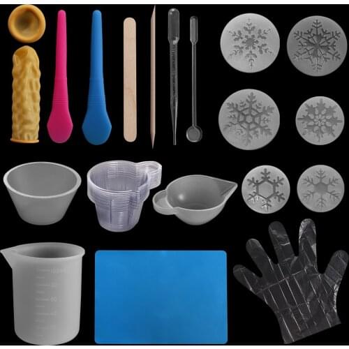 Epoxy Resin Craft Tools Set Disposable Cups Transfer Pipettes Silicone Mat Dropper Spoon Mix Stick for DIY Jewelry Making Kit