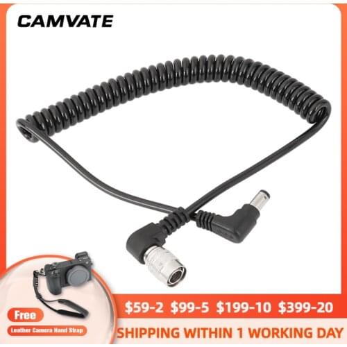 CAMVATE Standard DC 2.5 To 4 Pin Male Right Angle Coiled Power Cable Connector For Sound Devices 688 / 644 788T Zoom F4 / F8 New