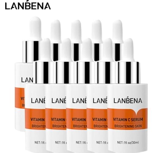 LANBENA Vitamin C Whitening Serum 30ML Brightening Skin Serum Rejuvenating Fade Dark Spot Smooth Anti-Aging Essence 10 Pcs
