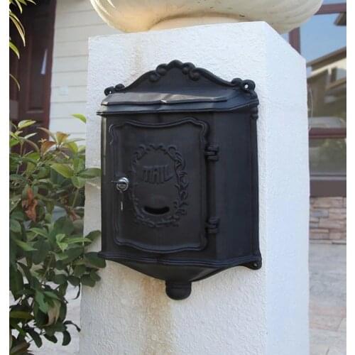 Top selling European cast iron mailbox Wall Mount Metal Post Letters Box Fashion Vintage Newspaper box outdoor Post Letter Box