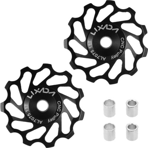 Lixada 2pcs MTB Road Bike Ceramic Pulley 7075 Aluminum Alloy Rear Derailleur Guide Cycling Ceramics Bearing Jockey Wheels