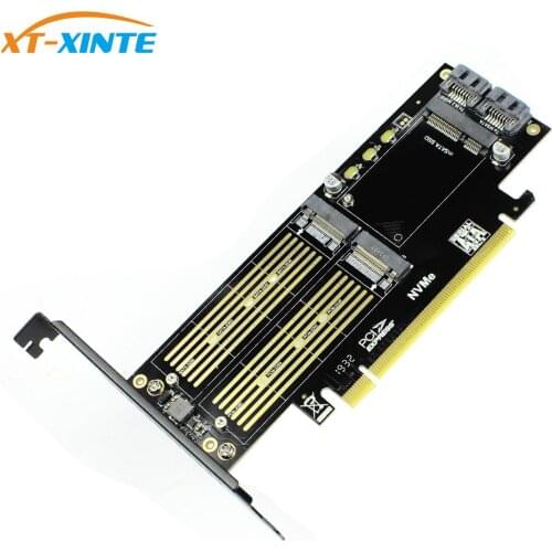 M.2 for NVMe SSD for NGFF to PCIE 3.0 X16 Adapter M Key B Key mSATA PCI Express 3.0 NVME m2 SSD AHCI mSATA 3 in 1 Converter