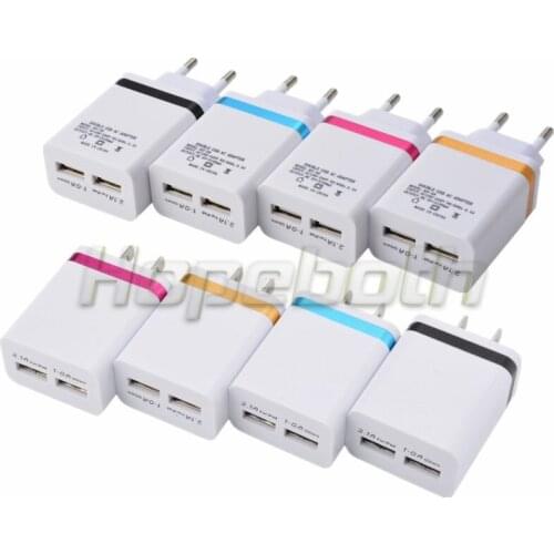 Hopeboth Metal Dual USB wall EU plug 2.1A AC Power Adapter Wall Charger Plug 2 port for samsung galaxy note LG tablet