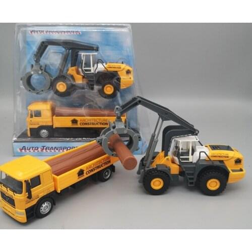 Metal 1:43 MAN Truck Wood Transport Truck Crane Assembly Sand Table Landscaping Decoration Engineering Toy Car