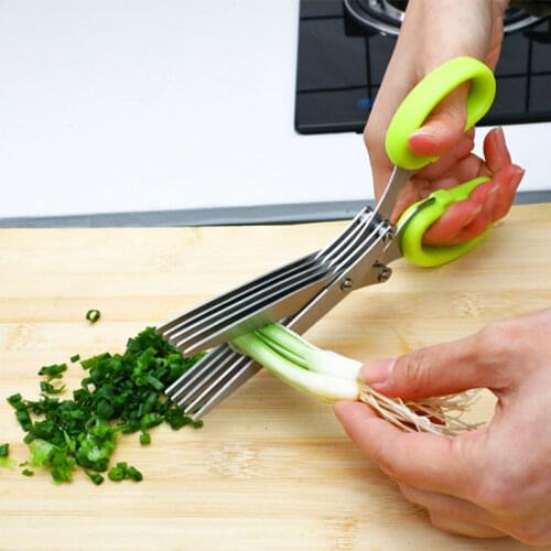 3/5 Layers Multi Layer Stainless Steel Knives Scissors Chive Onion Vegetable Cutter Spice Kitchen Slicer Shredder Scallion Cut