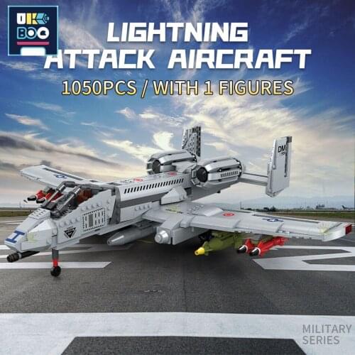 UKBOO 1050PCS Military Lightning Attack Fighter Model Building Block WW2 Thunder Aircraft Weapon Brick Construction Toy Children