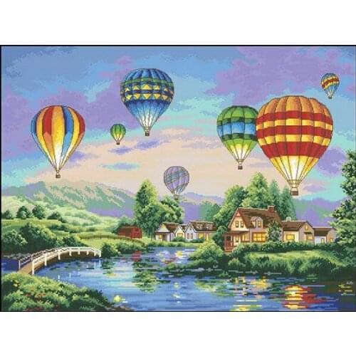 Balloon Glow Balloons Scenery Sewing Kit Embroidery Needlework 14CT Unprinted Cross Stitch Kits DIY Handmade Home Decor