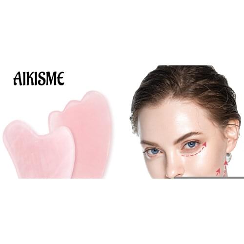 Rose Quartz Gua Sha Scraper Jade Massager Natural Gouache Scraper Facial Massager for Face Back Neck Body Massage Skin Care Tool