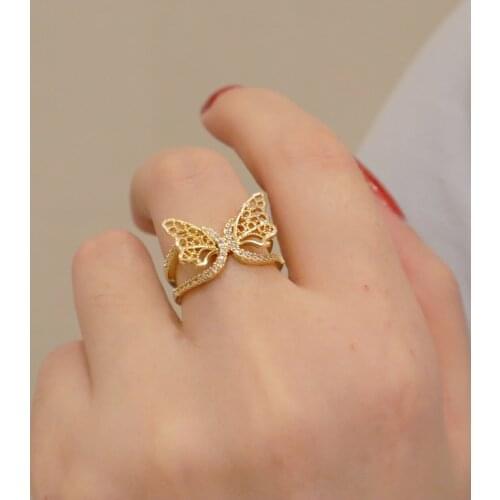 New Butterfly Ring Fashion Popular Temperament Sweet Romantic Female Jewelry Girl
