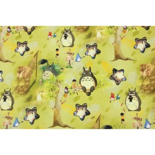 2012 New Design Cartoon Totoro Woven Cotton Fabric Per Half Yard Sew Clothes Dress Home Decor Patchwork DIY Handmade Material