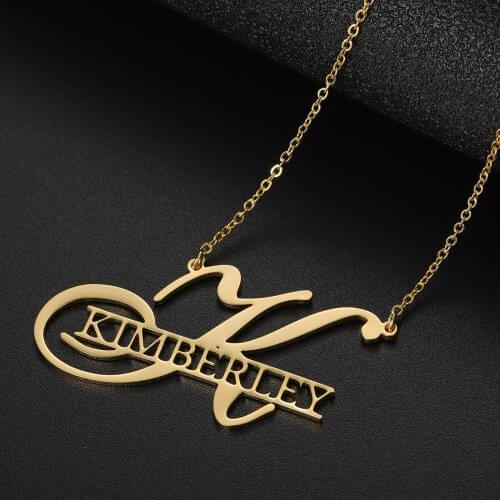 MYDIY Custom Name Necklace Personalized Nameplate First Big Letter Pendant Necklace Fashion Jewelry Unique Birthday Gifts