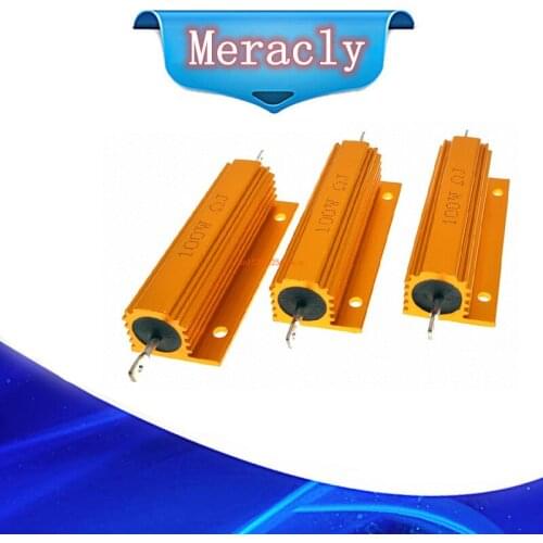 Full value 100W Aluminum Power Metal Shell Case Wirewound Resistor 0.01 ~ 100K 0.05 0.1 0.5 1 1.5 2 6 8 10 20 100 150 200 1K ohm