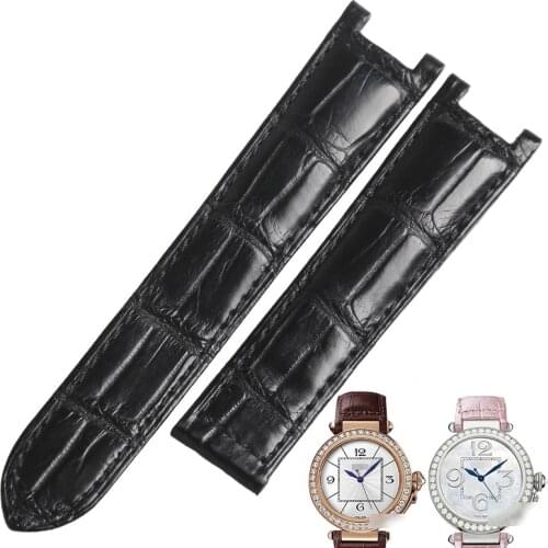 WENTULA watchbands for PASHA DE CARTIER W3109151 W3018651 alligator skin /crocodile grain Genuine Leather watch band