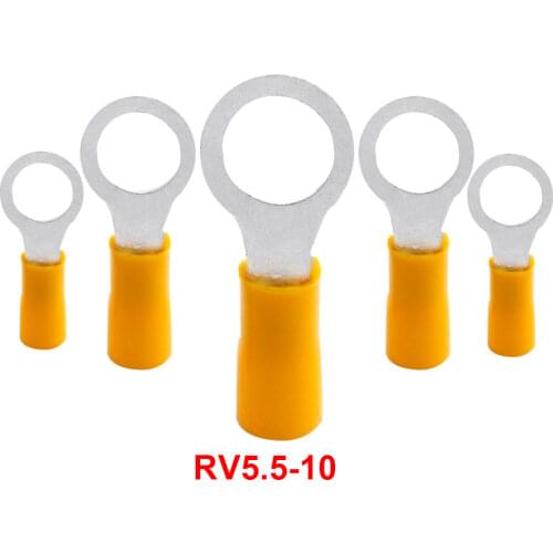 RV5.5-10 Yellow Ring insulated terminal suit 4-6mm2 Cable Wire Connector 20PCS/Pack cable Crimp Terminal RV5-10 RV