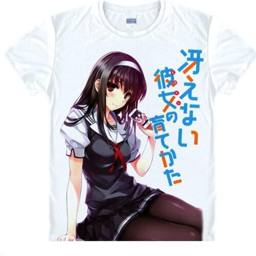 Saekano T-Shirt Megumi Kato Shirt custom t shirts Anime Cartoon Gift Kawaii Clothes printed t shirt fashion Hot Anime clothing a