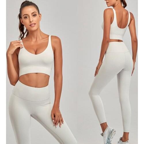 2 Pcs Seamless Yoga Set Sport Suit Workout Outfit Active Fitness Yoga Gym Wear Paded Bra High Waist Leggings Gym Clothing