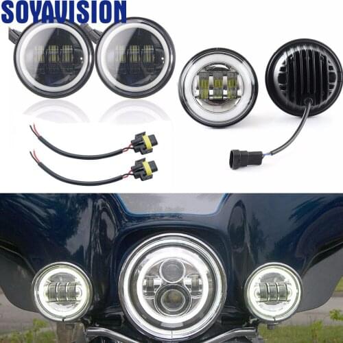 Super Bright 4.5 inch Motorcycle Led Fog Light DRL Led Fog Angel Eyes 30W Round Waterproof 4 1/2 Auxiliary Passing Lamp