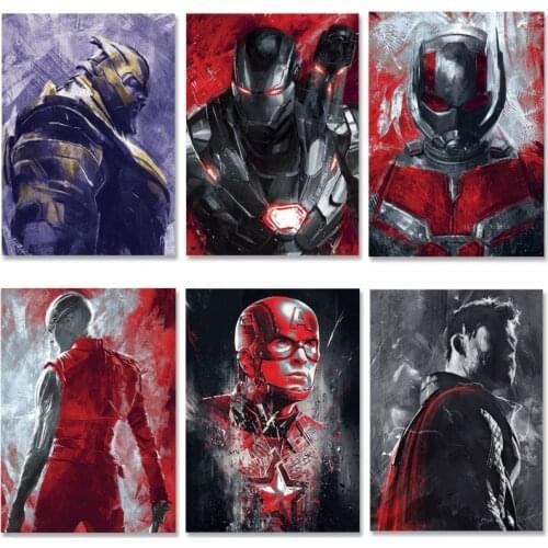 Marvel Superhero Captain America Thor Avengers Watercolor Silhouettes Canvas Painting Wall Prints Poster Living Room Home Decor